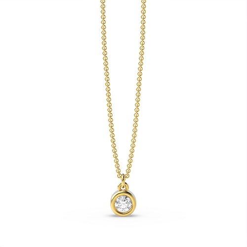 Bezel Setting Yellow Gold Bright Pendant Necklaces