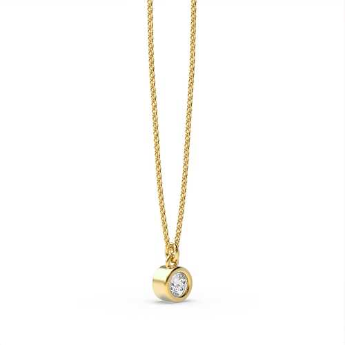 Bezel Setting Yellow Gold Bright Pendant Necklaces