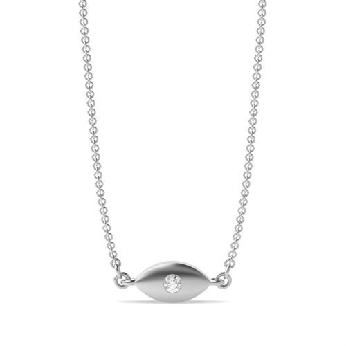 Bezel Setting Round Silver Eye Pendant Necklaces
