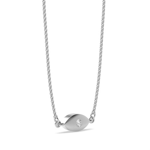Bezel Setting Round Silver Eye Pendant Necklaces