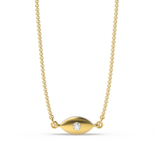 Bezel Setting Round Yellow Gold Eye Pendant Necklaces