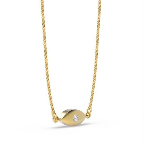 Bezel Setting Round Yellow Gold Eye Pendant Necklaces