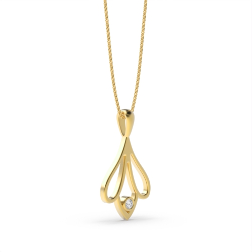 Bezel Setting Round Yellow Gold Ray Pendant Necklaces