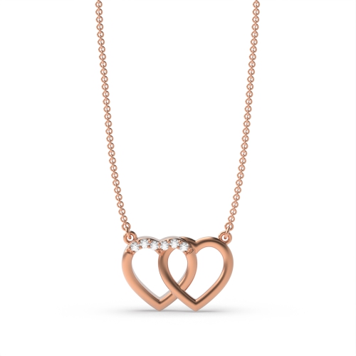 4 Prong Round Rose Gold Heart Pendant Necklace