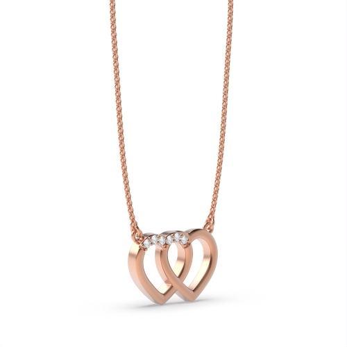 4 Prong Round Rose Gold Heart Pendant Necklace