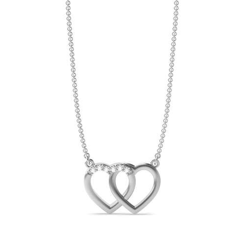 4 Prong Round White Gold Heart Pendant Necklace