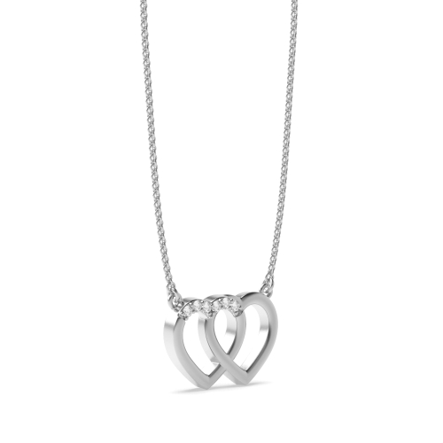 4 Prong Round White Gold Heart Pendant Necklace