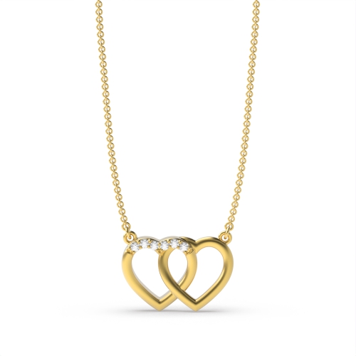 4 Prong Round Yellow Gold Double Pendant Necklaces