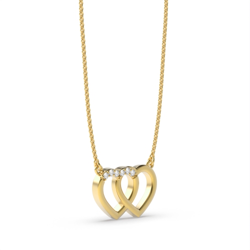 4 Prong Round Yellow Gold Double Pendant Necklaces
