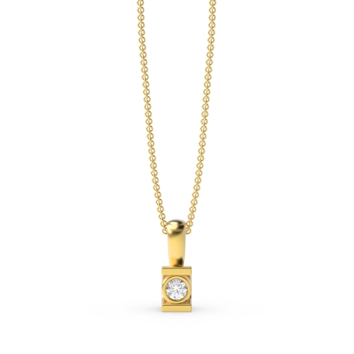 Bezel Setting Round Yellow Gold Glisten Pendant Necklaces