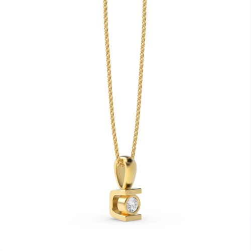 Bezel Setting Round Yellow Gold Glisten Pendant Necklaces