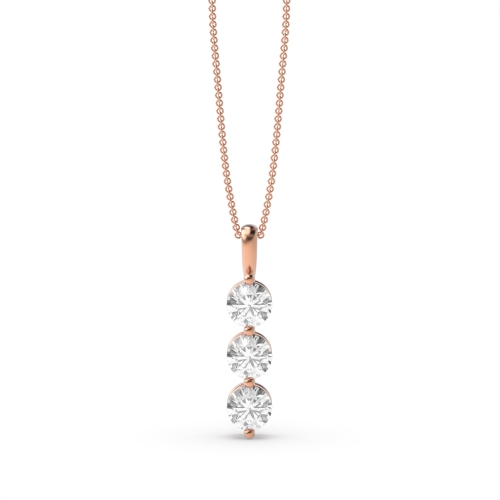 4 Prong Round Rose Gold Journey Pendant Necklaces