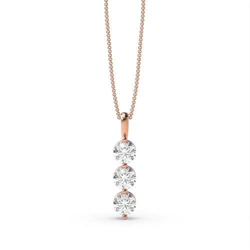 4 Prong Round Rose Gold Scintilla Pendant Necklaces