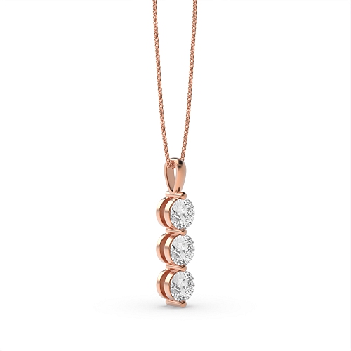 4 Prong Round Rose Gold Scintilla Pendant Necklaces