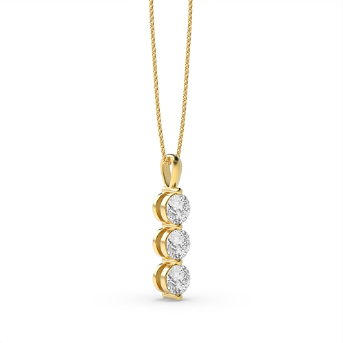 4 Prong Round Yellow Gold Scintilla Pendant Necklaces