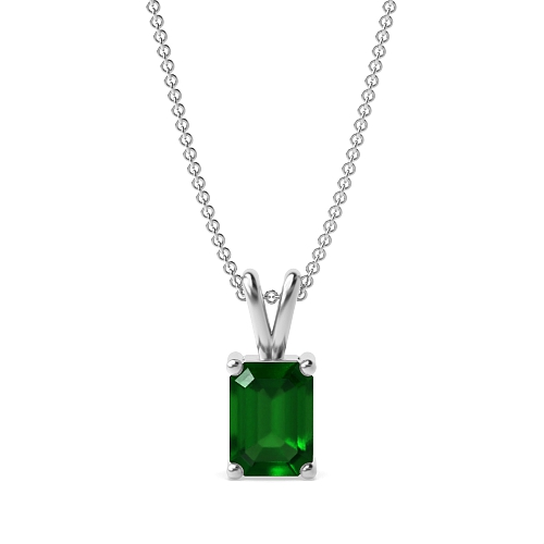4 Prong Twinkle Emerald Pendant Necklaces