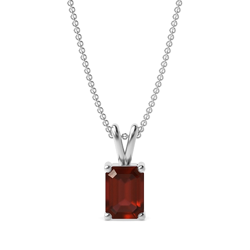 4 Prong Emerald Twinkle Garnet Solitaire Pendant Necklace