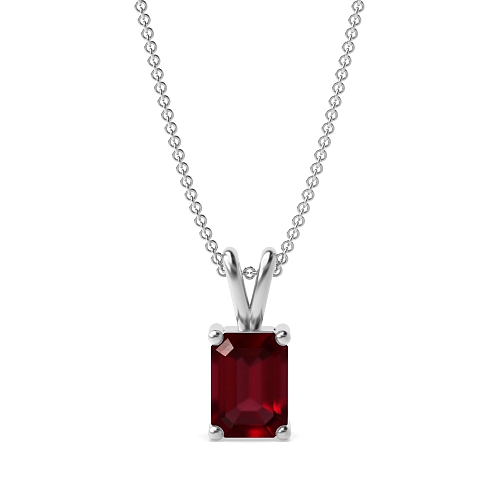 4 Prong Emerald Twinkle Ruby Pendant Necklaces