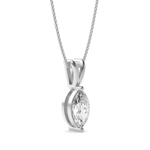 4 Prong Marquise Platinum Moonlight Pendant Necklaces