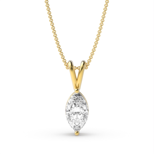 4 Prong Marquise Yellow Gold Moonlight Pendant Necklaces
