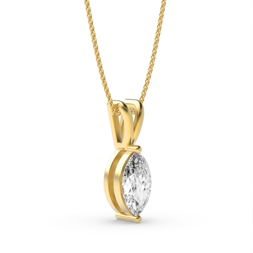 4 Prong Marquise Yellow Gold Moonlight Pendant Necklaces