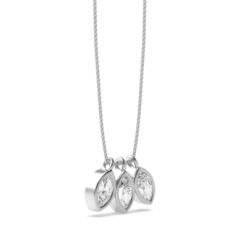 Bezel Setting Marquise Lustre Pendant Necklaces
