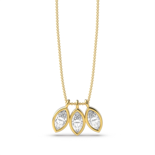 Bezel Setting Marquise Yellow Gold Lustre Pendant Necklaces
