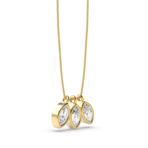 Bezel Setting Marquise Yellow Gold Lustre Pendant Necklaces