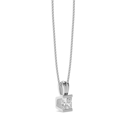 Channel Setting Princess Radiate Solitaire Pendant Necklace