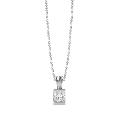 Channel Setting Princess Radiate Pendant Necklaces