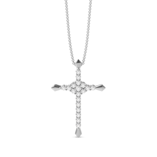 4 Prong Round Emit Cross Pendant Necklaces