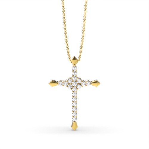 4 Prong Round Yellow Gold Emit Designer Pendant Necklaces