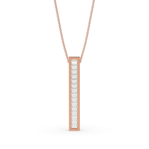Channel Setting Baguette Rose Gold Designer Pendant Necklaces