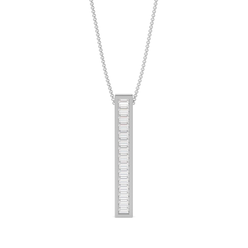 channel setting baguette diamond vertical bar pendant