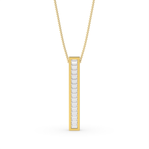 Channel Setting Baguette Yellow Gold Designer Pendant Necklaces