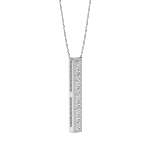 Channel Setting Baguette Vertical bar Naturally Mined Diamond Pendant Necklaces