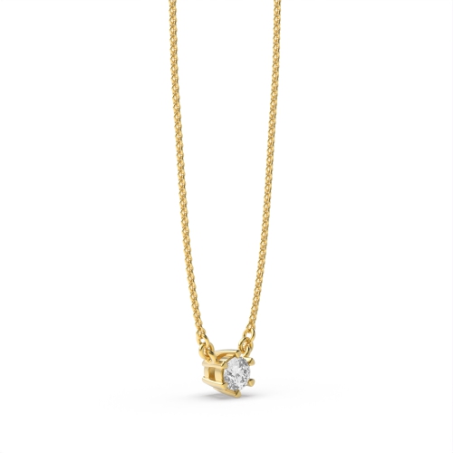 6 Prong Round Yellow Gold Daily wear Pendant Necklaces