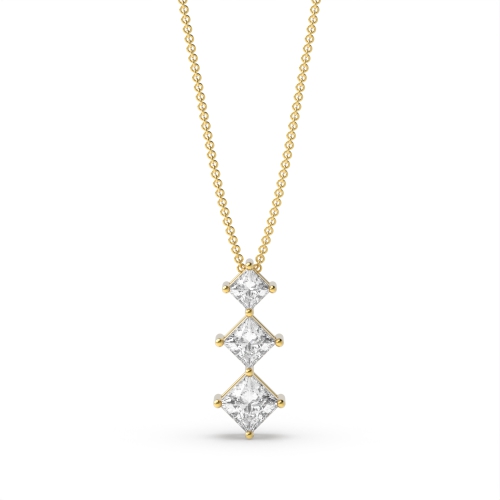 4 Prong Princess Yellow Gold Elegant Pendant Necklaces