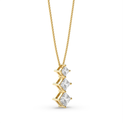 4 Prong Princess Yellow Gold Elegant Pendant Necklaces