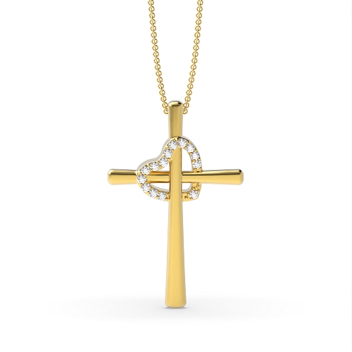 4 Prong Round Yellow Gold Shine Pendant Necklaces