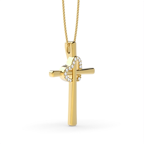 4 Prong Round Yellow Gold Shine Pendant Necklaces