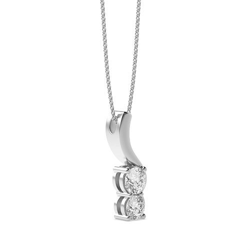 4 Prong Round 2 stone Lab Grown Diamond Pendant Necklaces