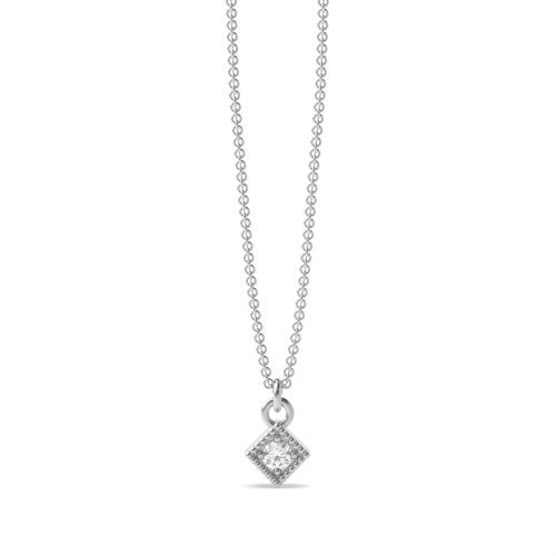 Tiny square prong setting round Moissanite solitaire pendant