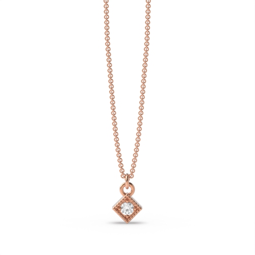 4 Prong Round Rose Gold Tiny square Pendant Necklaces