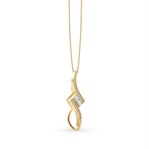 4 Prong Round Yellow Gold Bypass infinity Pendant Necklaces