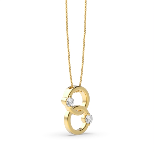 4 Prong Round Yellow Gold Circle Pendant Necklace