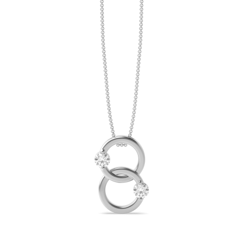 4 Prong Round Silver Gleam Circle Pendant Necklaces