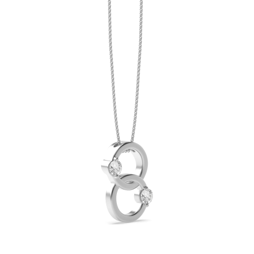 4 Prong Round Silver Gleam Circle Pendant Necklaces