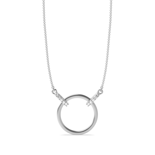 4 Prong Round Platinum Circle Pendant Necklaces