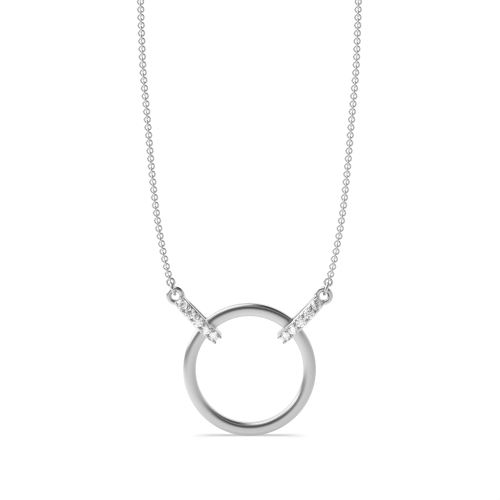 4 Prong Round Silver Spark Circle Pendant Necklaces